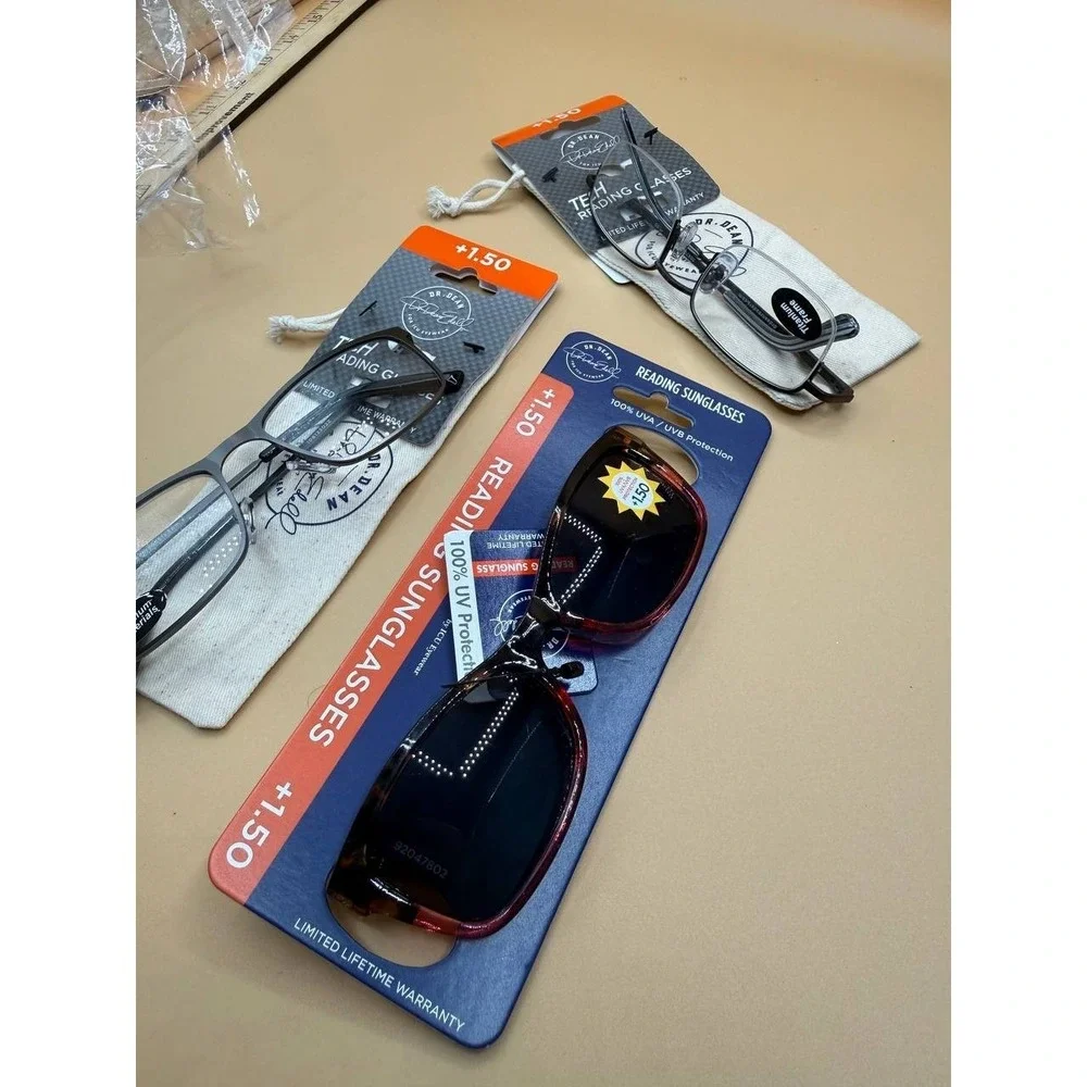 Lot of 3 Dr. Dean ICU‎ Tech Eyewear Reading Glasses/Reading Sunglasses +1.50